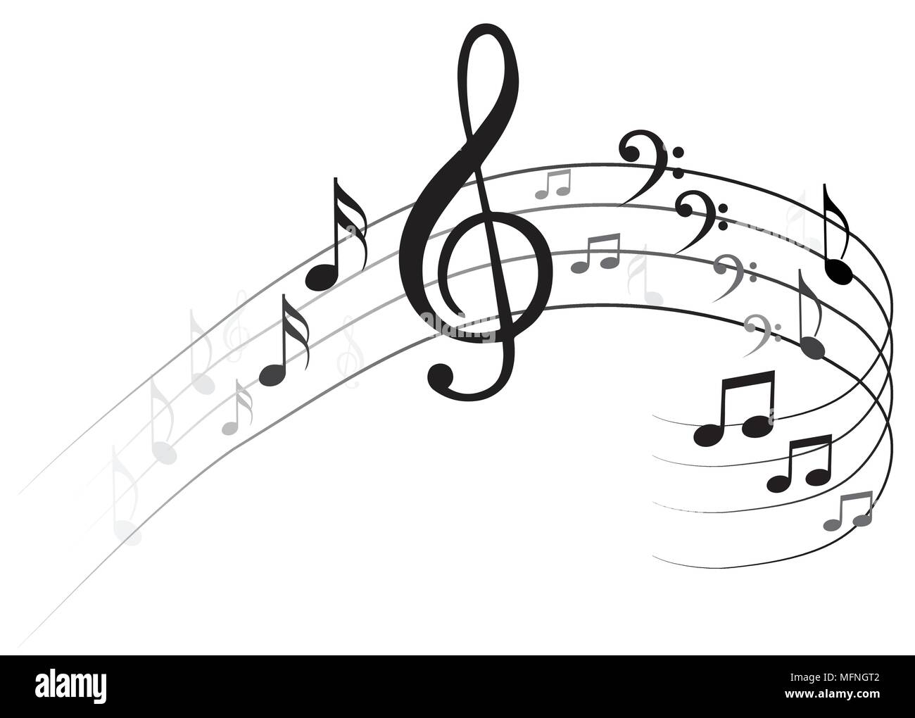 Note de musique avec de la musique de fond collection icône symbole Illustration de Vecteur