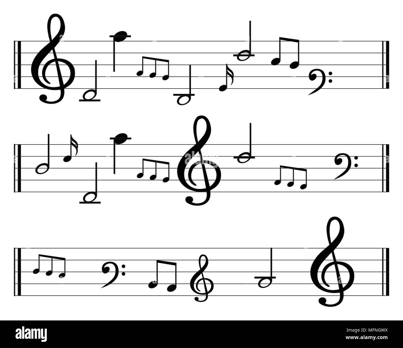 Note de musique avec de la musique de fond collection icône symbole Illustration de Vecteur