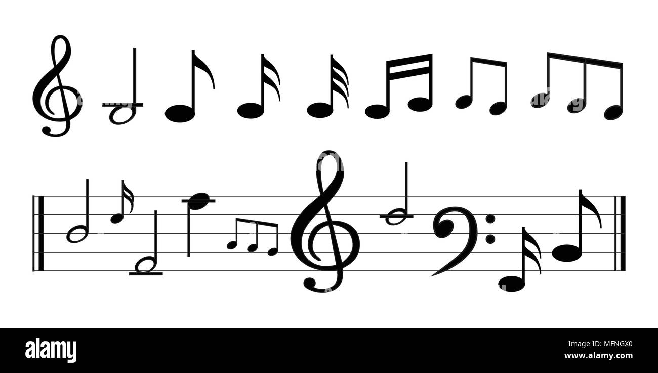 Note de musique avec de la musique de fond collection icône symbole Illustration de Vecteur