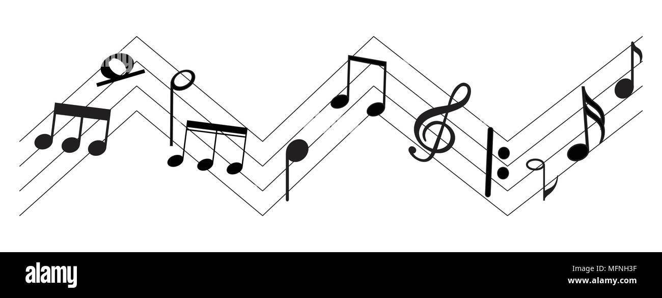 Note de musique avec de la musique de fond collection icône symbole Illustration de Vecteur