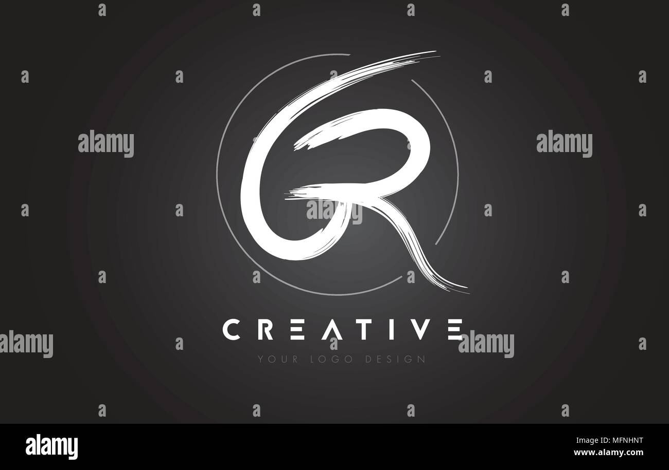 Pinceau GR Lettre Logo Design. Lettres manuscrites artistique Logo Brosse Concept vecteur. Illustration de Vecteur