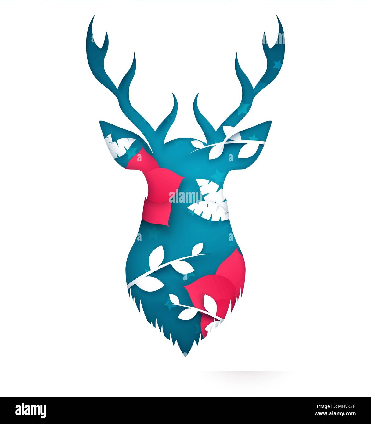 Illustration de cerfs. Papier dessin animé paysage. Illustration de Vecteur