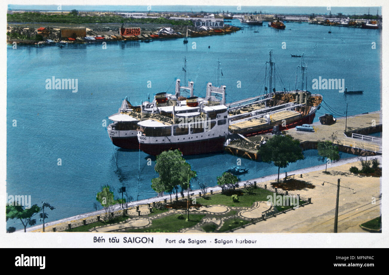 Le port de Saigon, Vietnam, c1950. Banque D'Images
