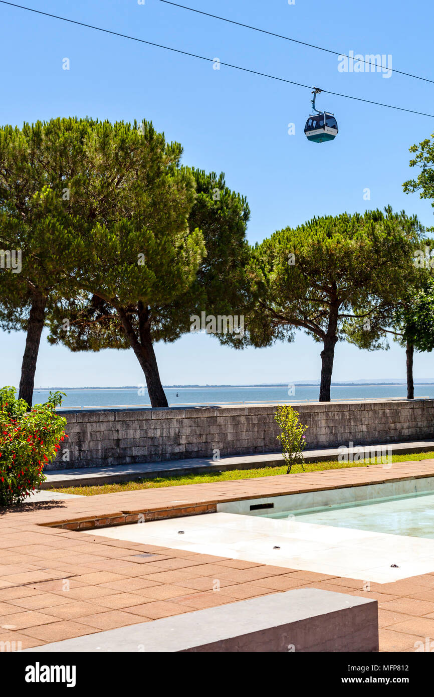 Lisbonne, Portugal - 11 juillet 2018. Le téléphérique de Parque das Nações, Lisbonne Banque D'Images