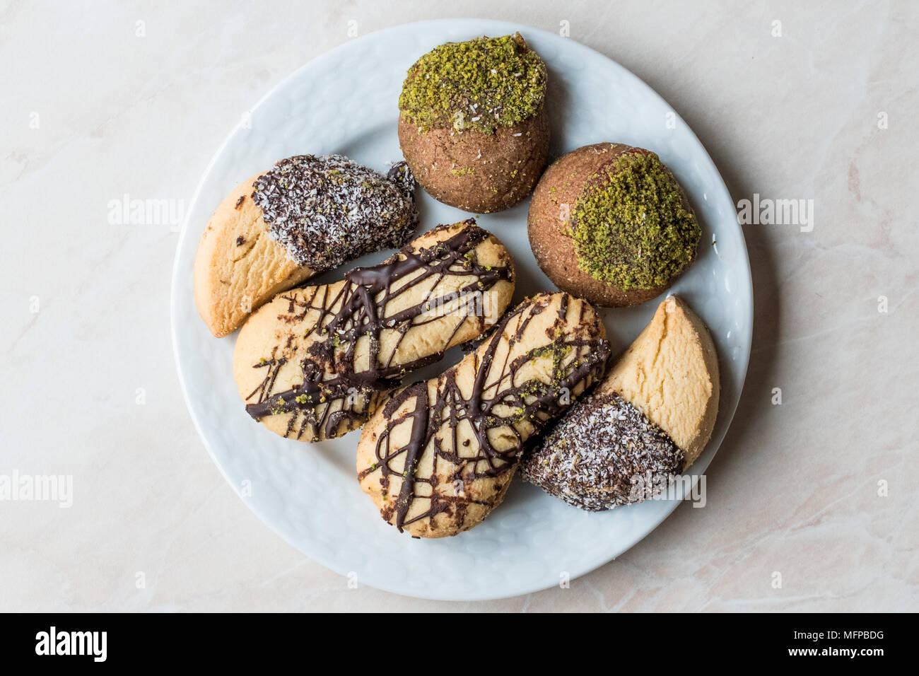 Biscuits sucrés turc appelé Landose. Concept de dessert. Banque D'Images