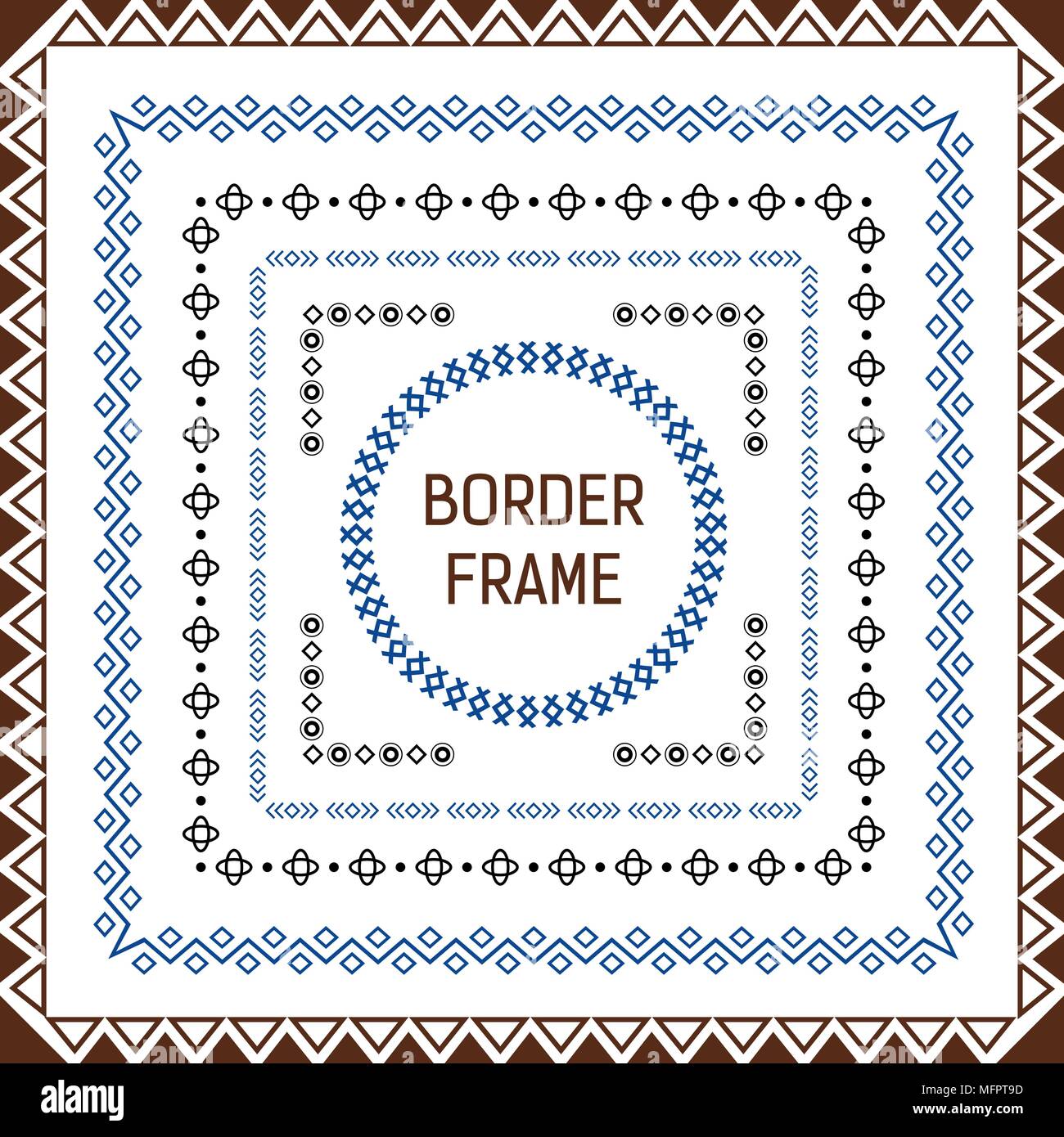 Frontière pour vos projets sous la forme d'un carré et cercle. La frontière définie et élément de conception ligne. Illustration de Vecteur