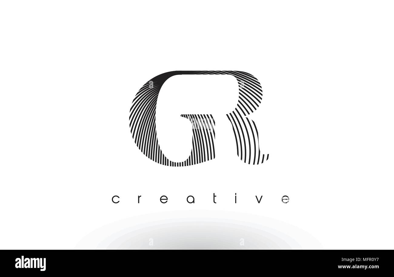 GR Logo Design avec plusieurs lignes. Noir et blanc élégant artistique Icône Lignes Vector Illustration. Illustration de Vecteur