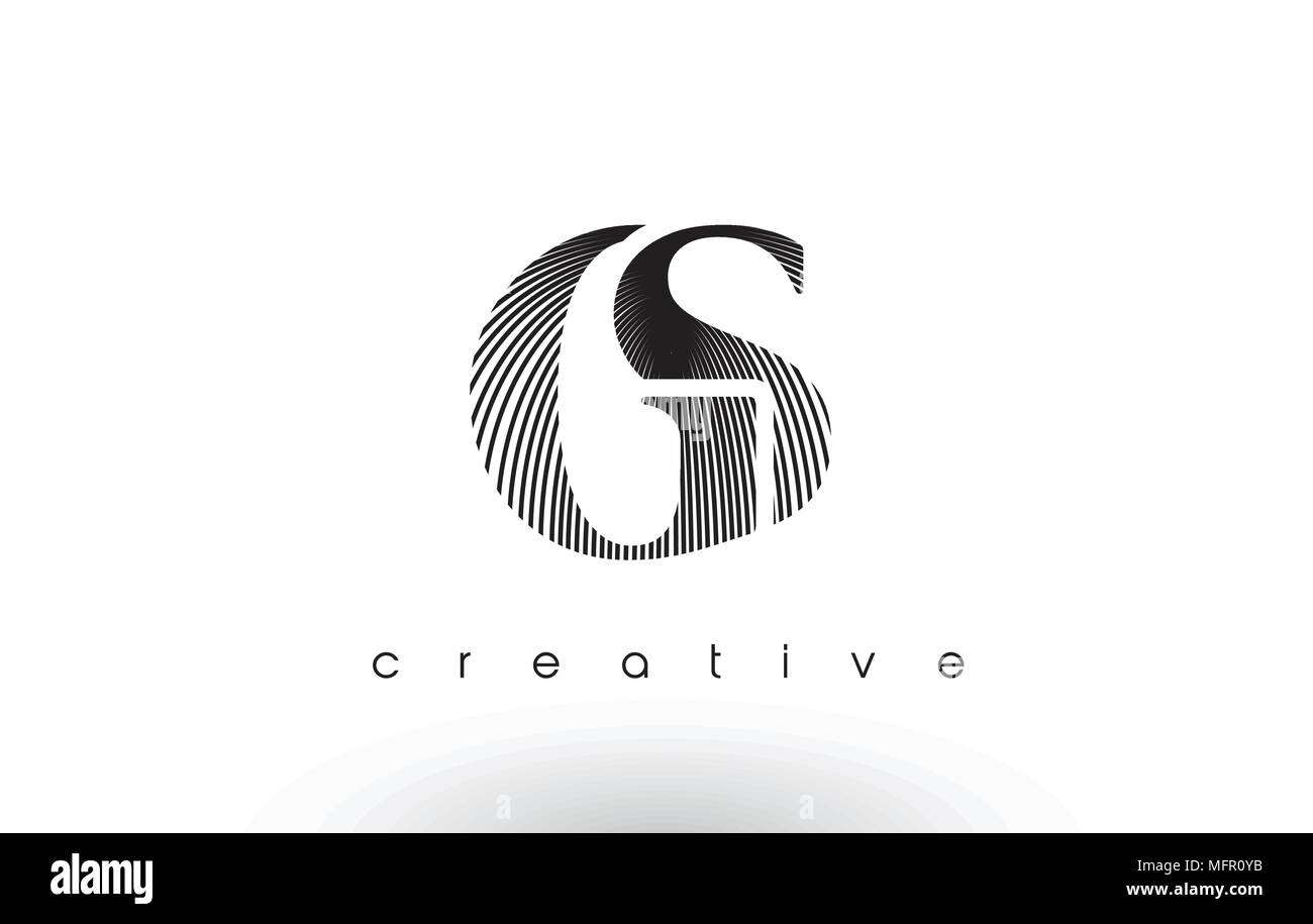 Conception de Logo GS avec plusieurs lignes. Noir et blanc élégant artistique Icône Lignes Vector Illustration. Illustration de Vecteur