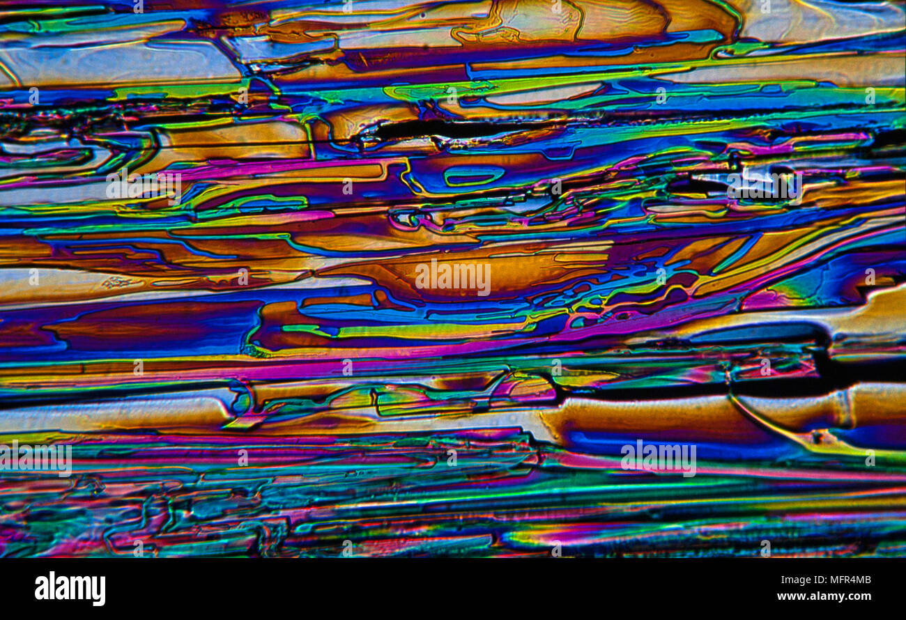 Cristaux d'acide oxalique photomicrographie avec lumière polarisée. Portugal Banque D'Images