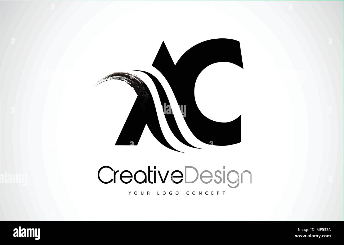 AC UN moderne créative C Lettres noires avec logo Swoosh brosse Illustration de Vecteur