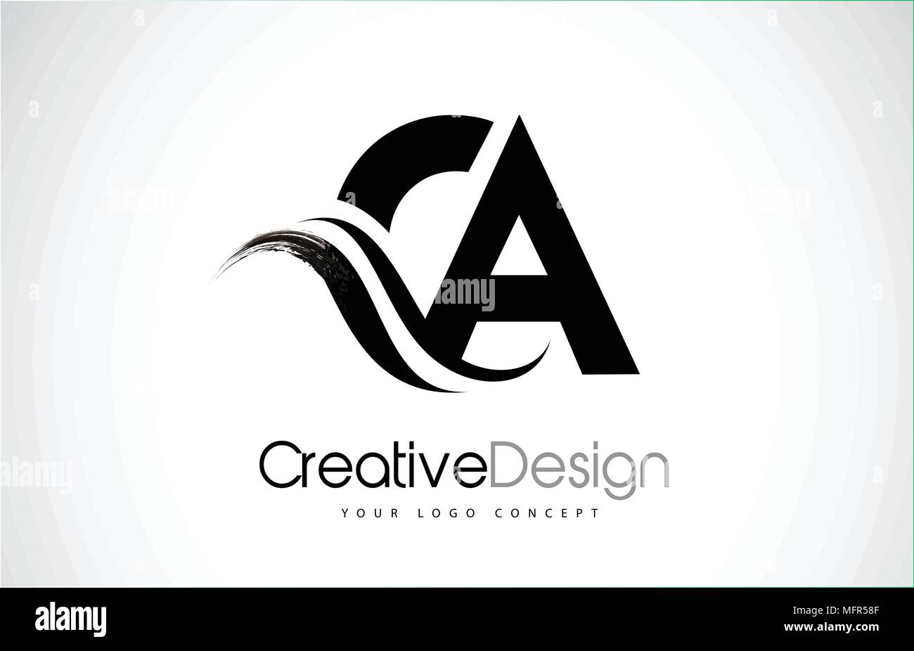 CA C UN moderne créative lettres noires logo design logo Swoosh avec brosse Illustration de Vecteur
