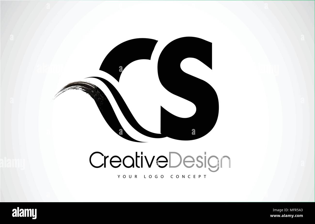 CS C S moderne créative lettres noires avec logo Swoosh brosse Illustration de Vecteur