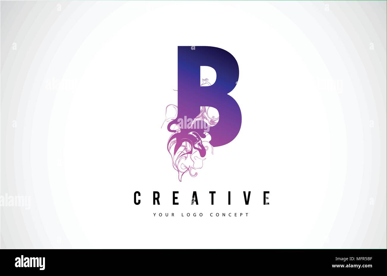 B Purple Lettre Logo Design créatif avec effet liquide Vector Illustration. Illustration de Vecteur