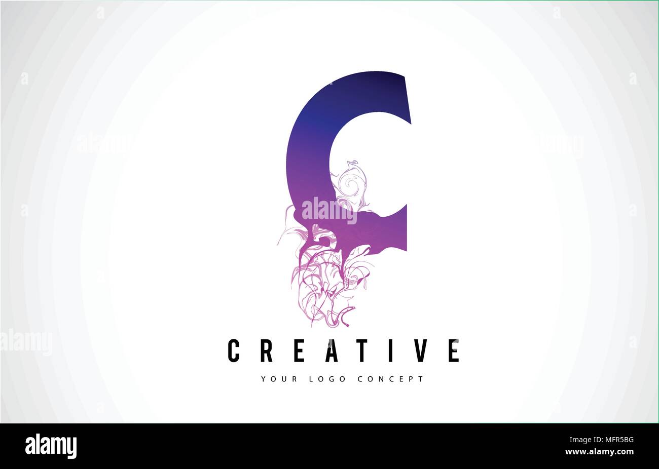 C Purple Lettre Logo Design créatif avec effet liquide Vector Illustration. Illustration de Vecteur