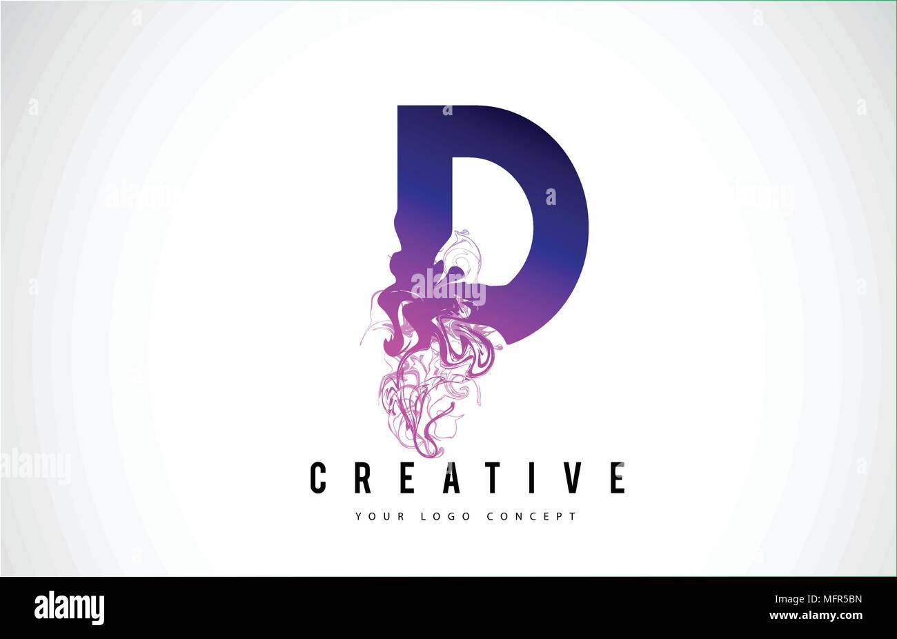 D Purple Lettre Logo Design créatif avec effet liquide Vector Illustration. Illustration de Vecteur