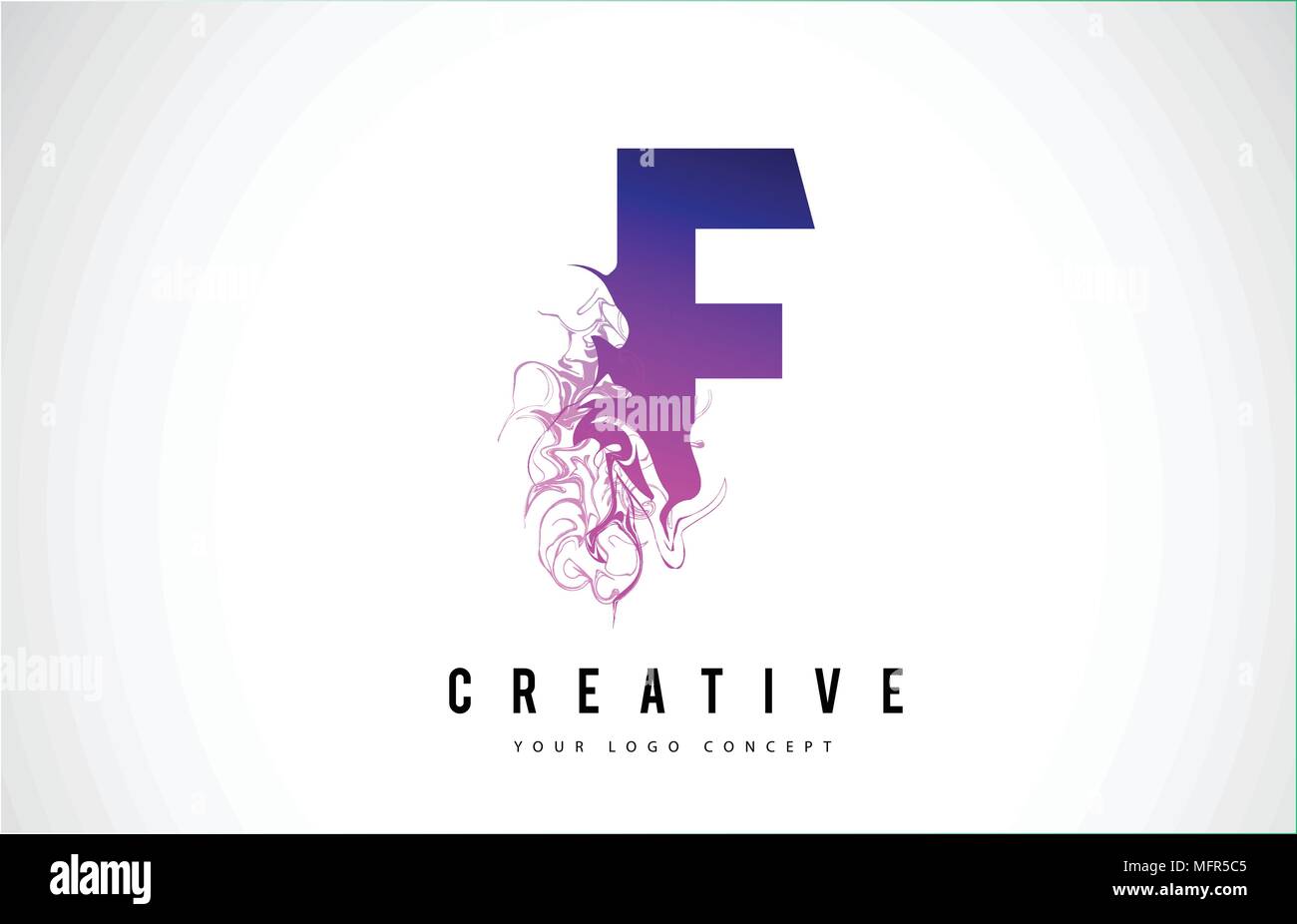 F LETTRE Violet Logo Design créatif avec effet liquide Vector Illustration. Illustration de Vecteur