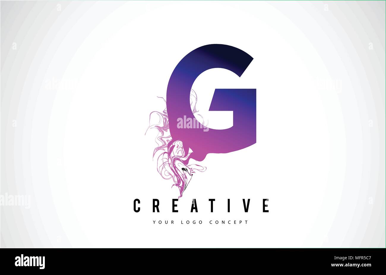 G Lettre Violet Logo Design créatif avec effet liquide Vector Illustration. Illustration de Vecteur