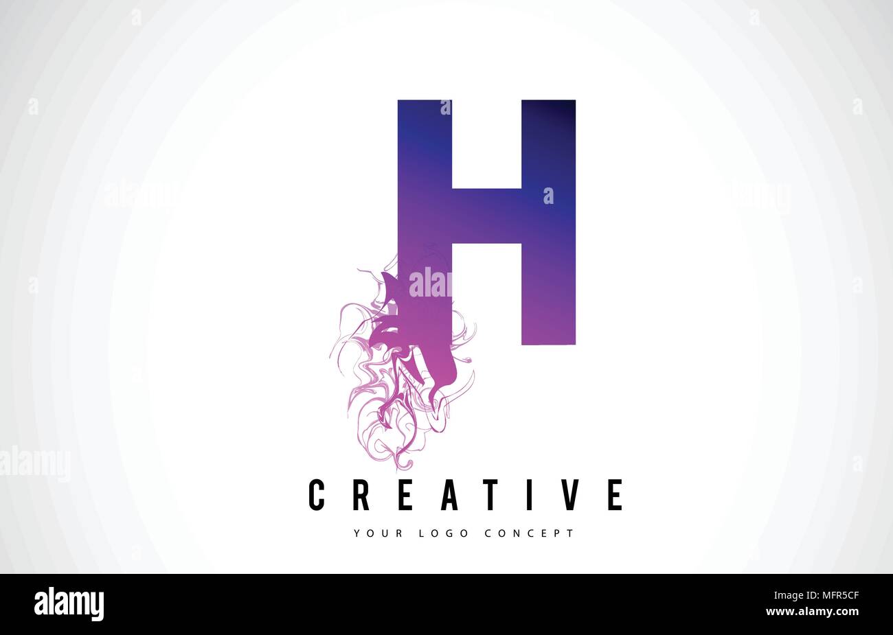H Purple Lettre Logo Design créatif avec effet liquide Vector Illustration. Illustration de Vecteur