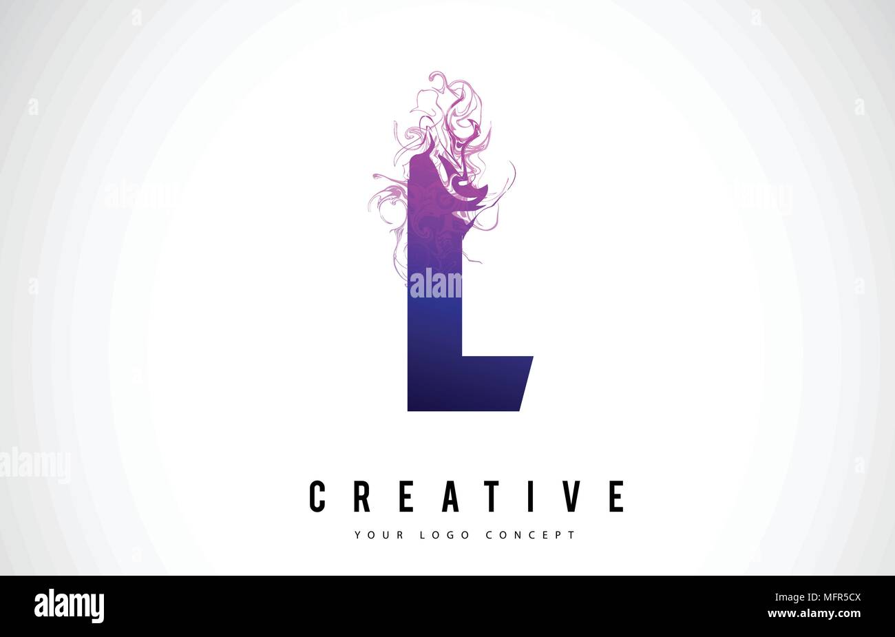 L Purple Lettre Logo Design créatif avec effet liquide Vector Illustration. Illustration de Vecteur