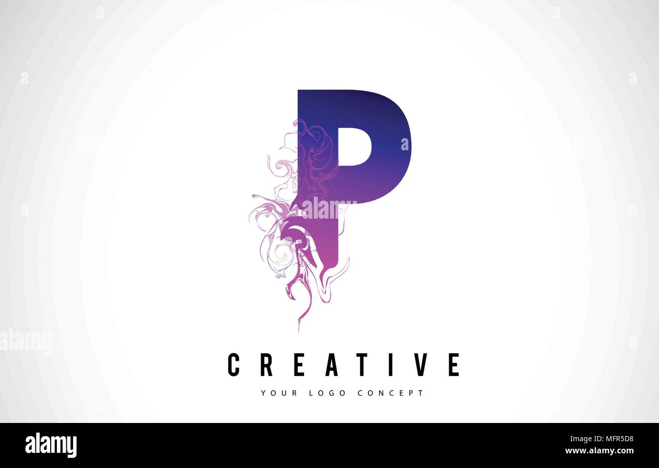 P Purple Lettre Logo Design créatif avec effet liquide Vector Illustration. Illustration de Vecteur