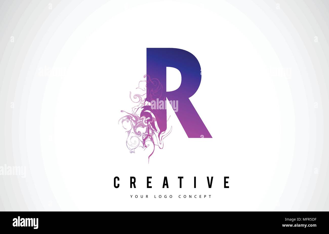 R Purple Lettre Logo Design créatif avec effet liquide Vector Illustration. Illustration de Vecteur