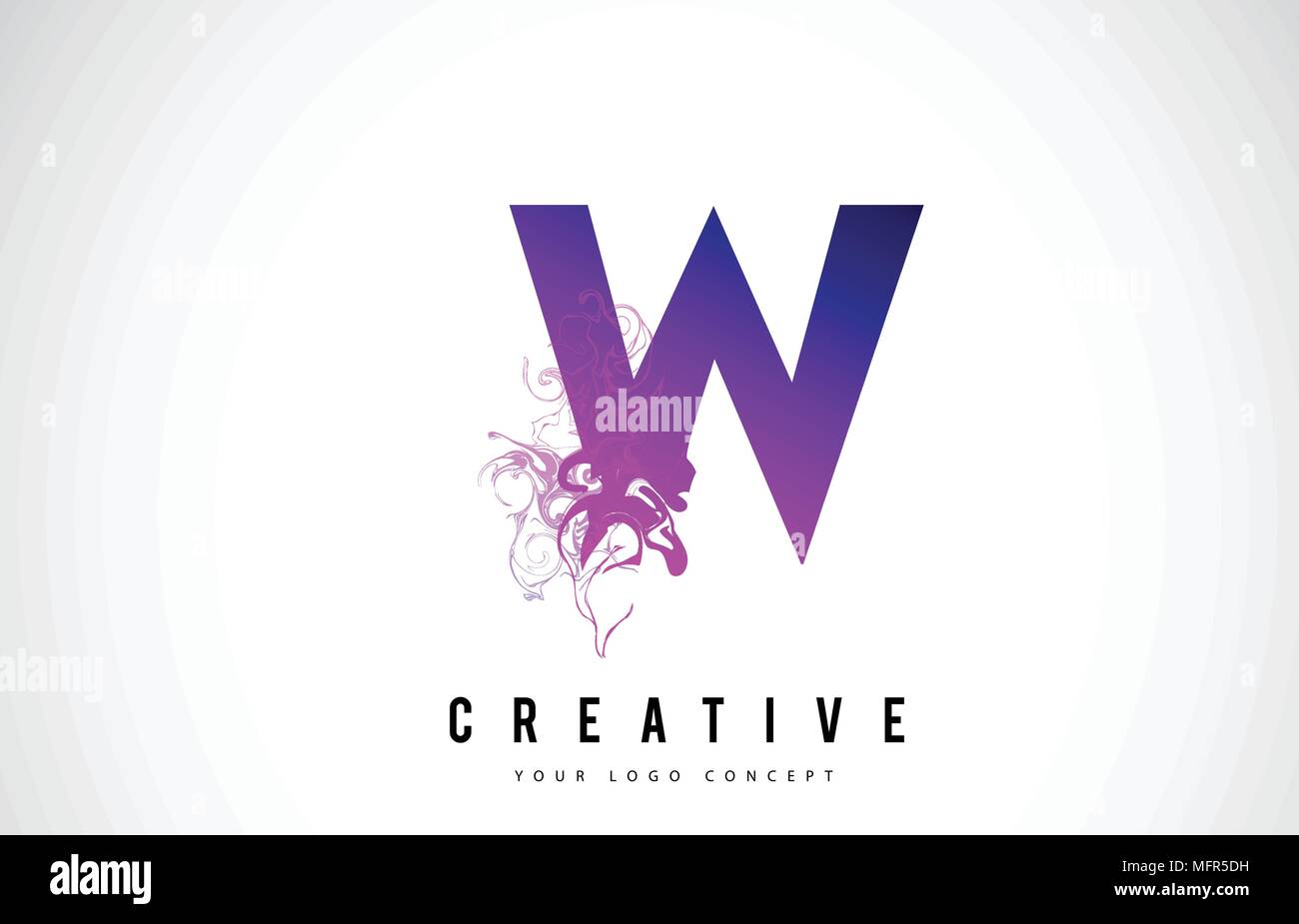 W Purple Lettre Logo Design créatif avec effet liquide Vector Illustration. Illustration de Vecteur