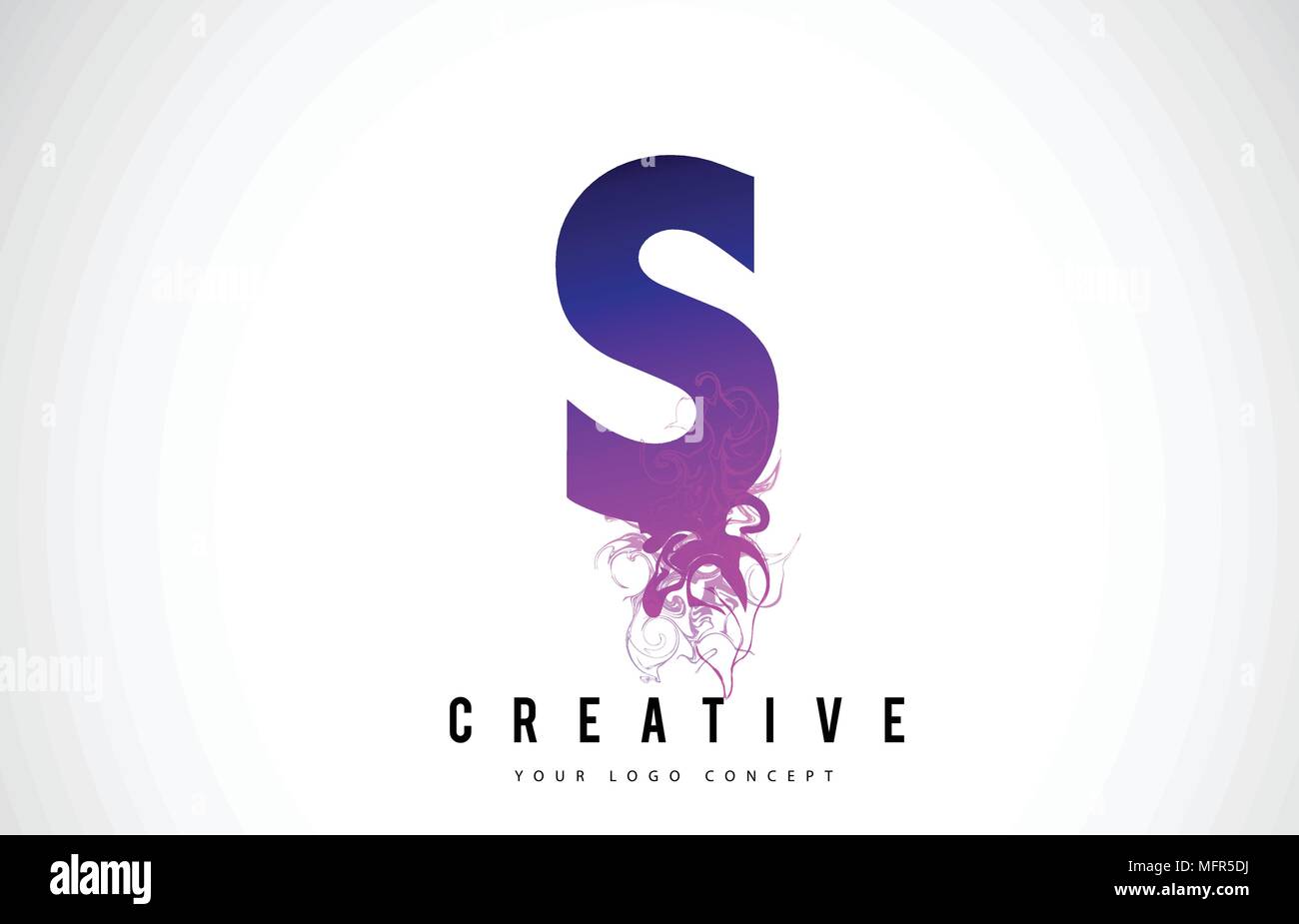 S Purple Lettre Logo Design créatif avec effet liquide Vector Illustration. Illustration de Vecteur