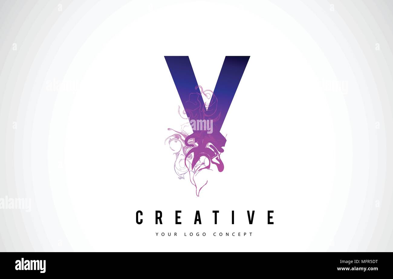 V Lettre Violet Logo Design créatif avec effet liquide Vector Illustration. Illustration de Vecteur
