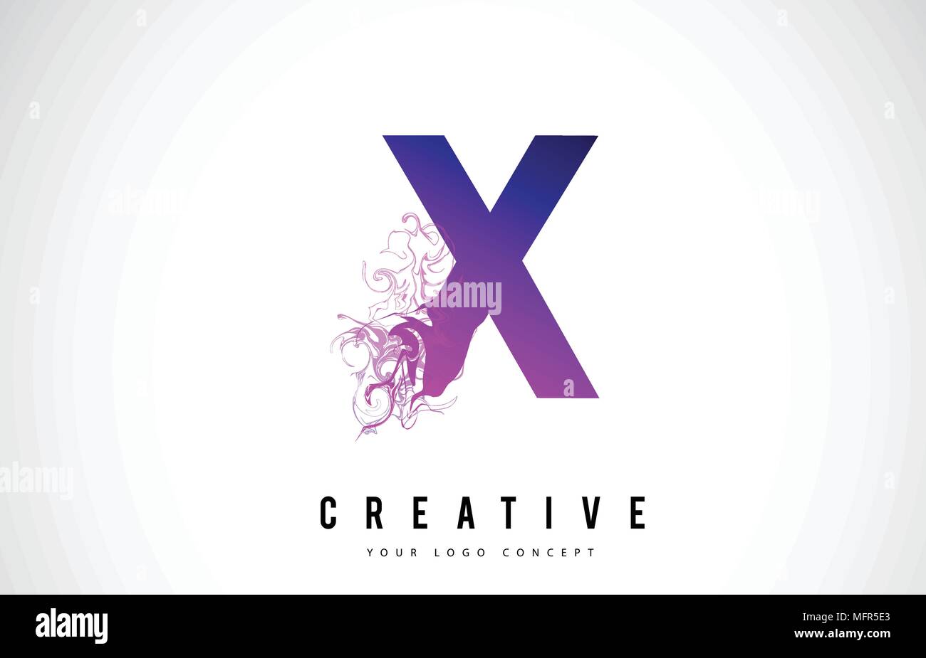 X Purple Lettre Logo Design créatif avec effet liquide Vector Illustration. Illustration de Vecteur