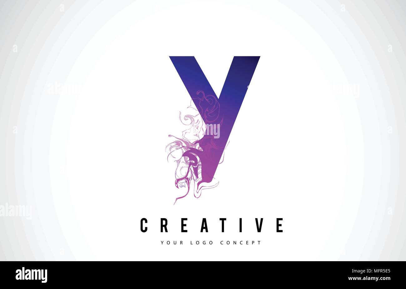 Violet Y Lettre Logo Design créatif avec effet liquide Vector Illustration. Illustration de Vecteur