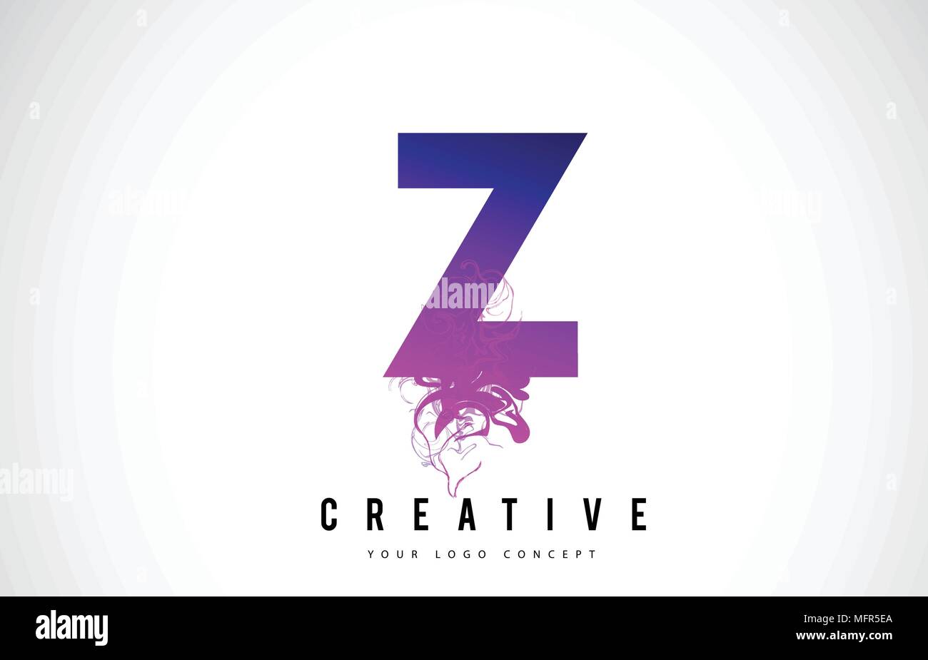 Z Lettre Violet Logo Design créatif avec effet liquide Vector Illustration. Illustration de Vecteur