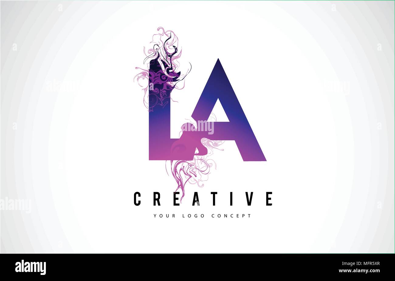 LA L A Lettre Violet Logo Design créatif avec effet liquide Vector Illustration. Illustration de Vecteur