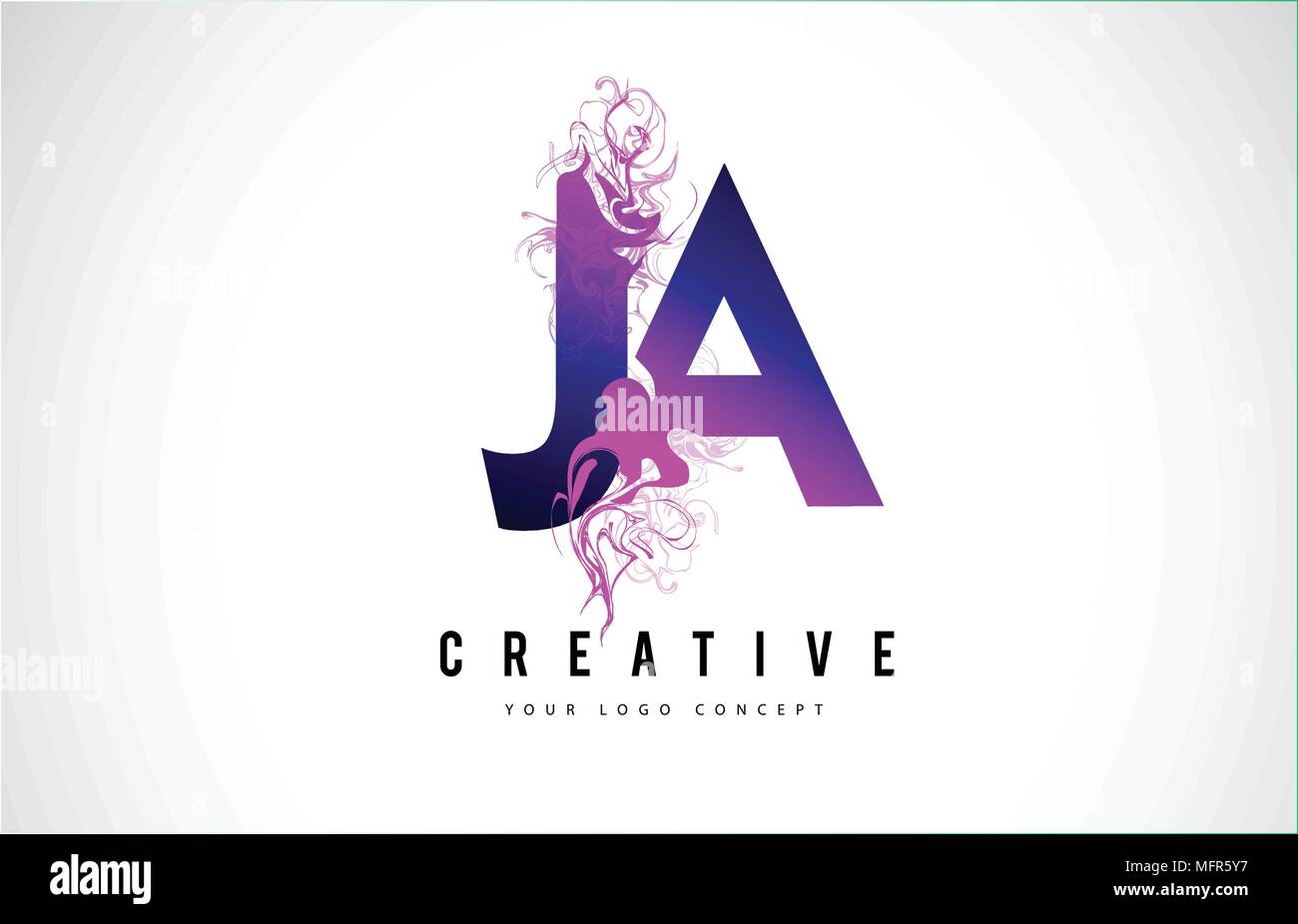 J JA A Purple Lettre Logo Design créatif avec effet liquide Vector Illustration. Illustration de Vecteur