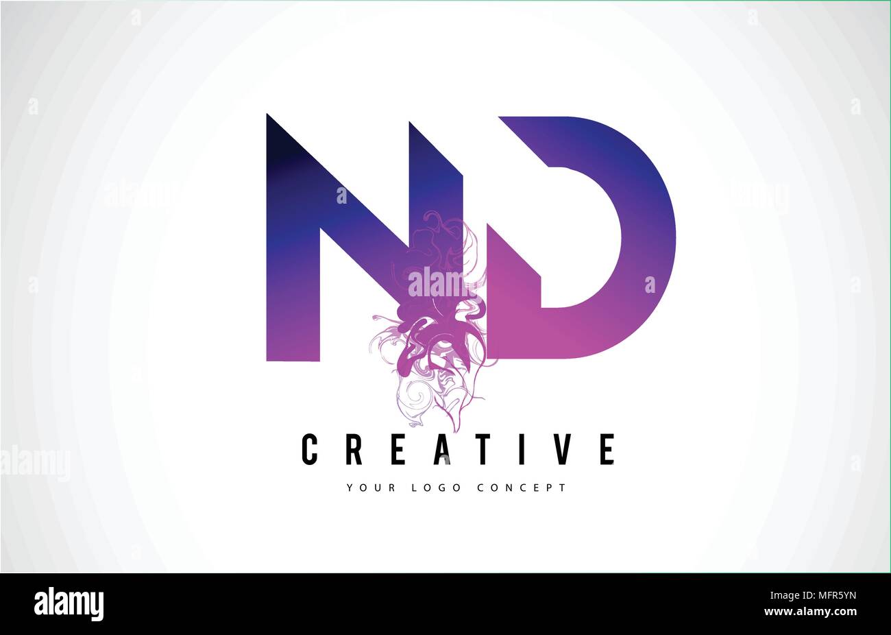 E N D Purple Lettre Logo Design créatif avec effet liquide Vector Illustration. Illustration de Vecteur