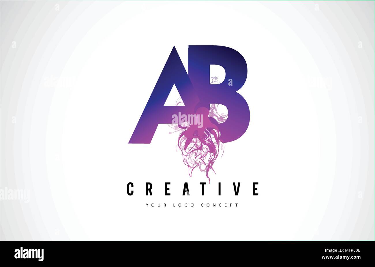 AB A B Purple Lettre Logo Design créatif avec effet liquide Vector Illustration. Illustration de Vecteur