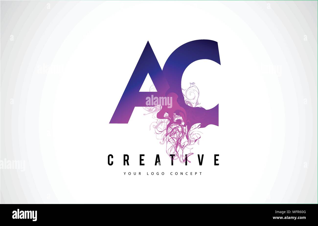 AC A C Purple Lettre Logo Design créatif avec effet liquide Vector Illustration. Illustration de Vecteur