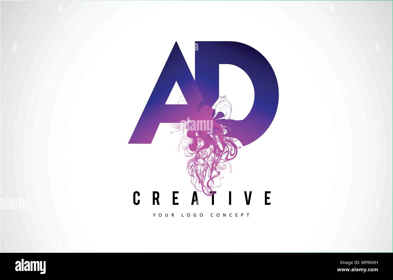 Annonce A D Purple Lettre Logo Design créatif avec effet liquide Vector Illustration. Illustration de Vecteur