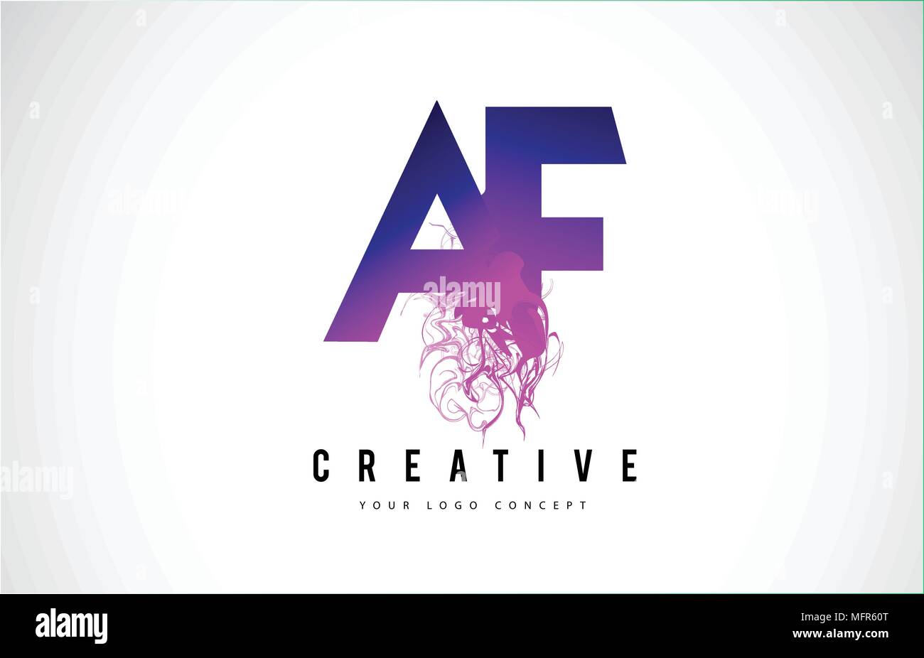 Une AF F LETTRE Violet Logo Design créatif avec effet liquide Vector Illustration. Illustration de Vecteur