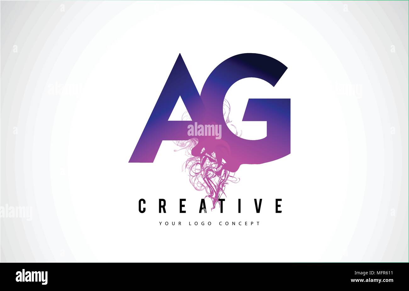 AG UN G Purple Lettre Logo Design créatif avec effet liquide Vector Illustration. Illustration de Vecteur