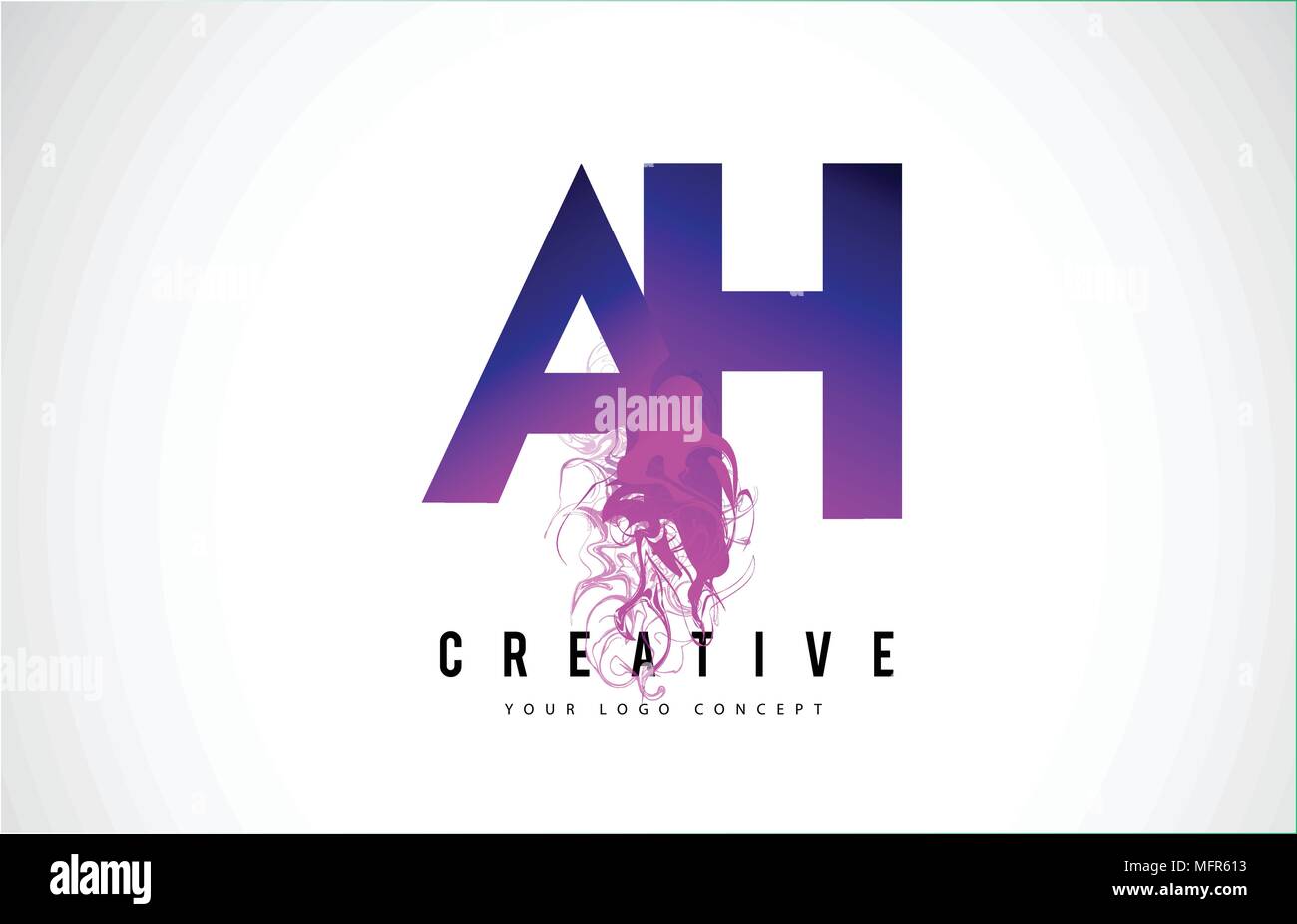 AH UN H Purple Lettre Logo Design créatif avec effet liquide Vector Illustration. Illustration de Vecteur