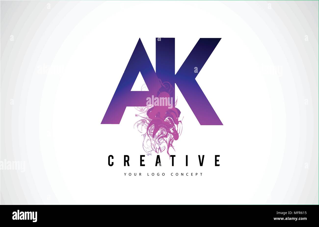 Un AK K Purple Lettre Logo Design créatif avec effet liquide Vector Illustration. Illustration de Vecteur