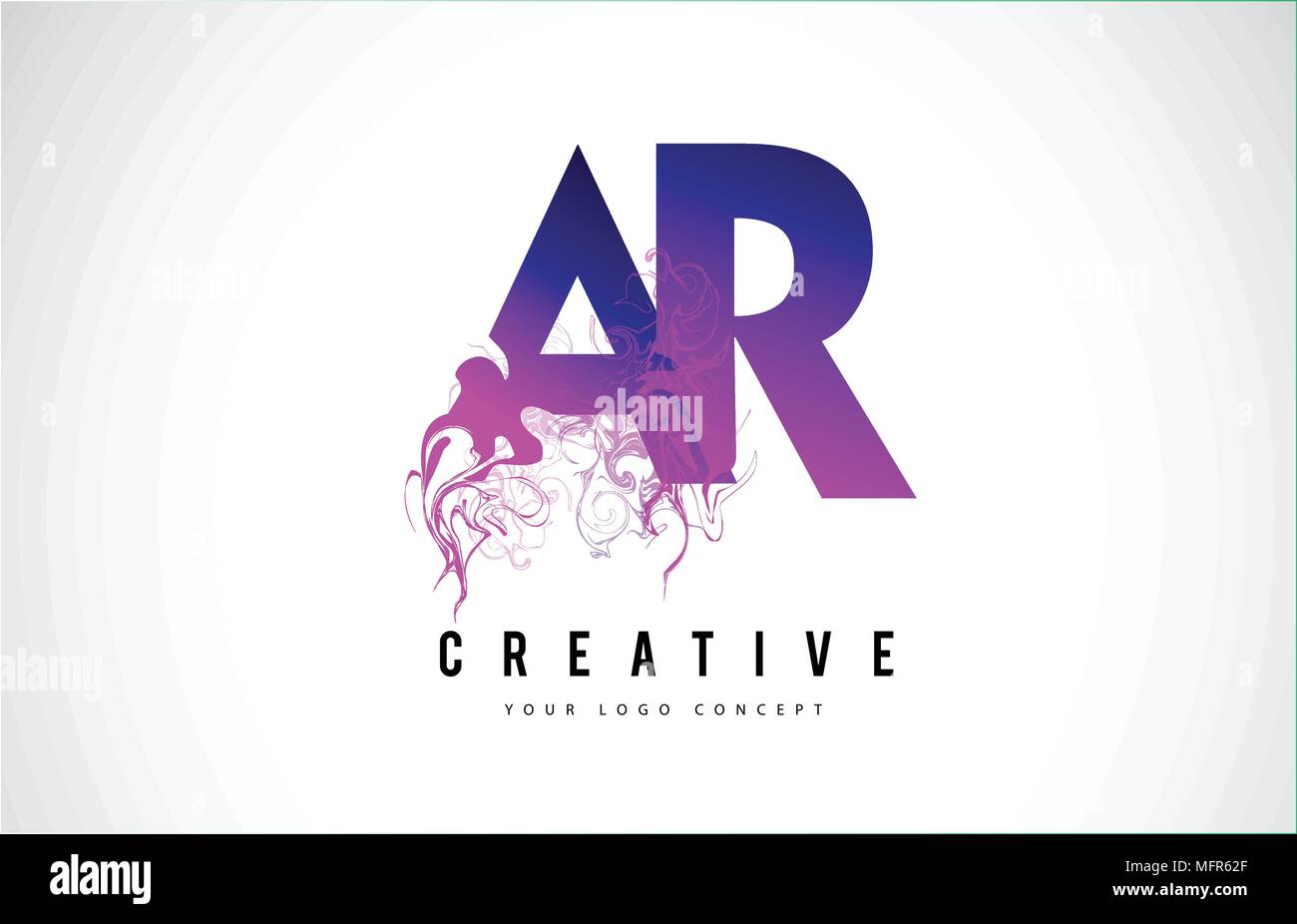 Une lettre AR R Purple Logo Design avec effet liquide créative Vector Illustration. Illustration de Vecteur