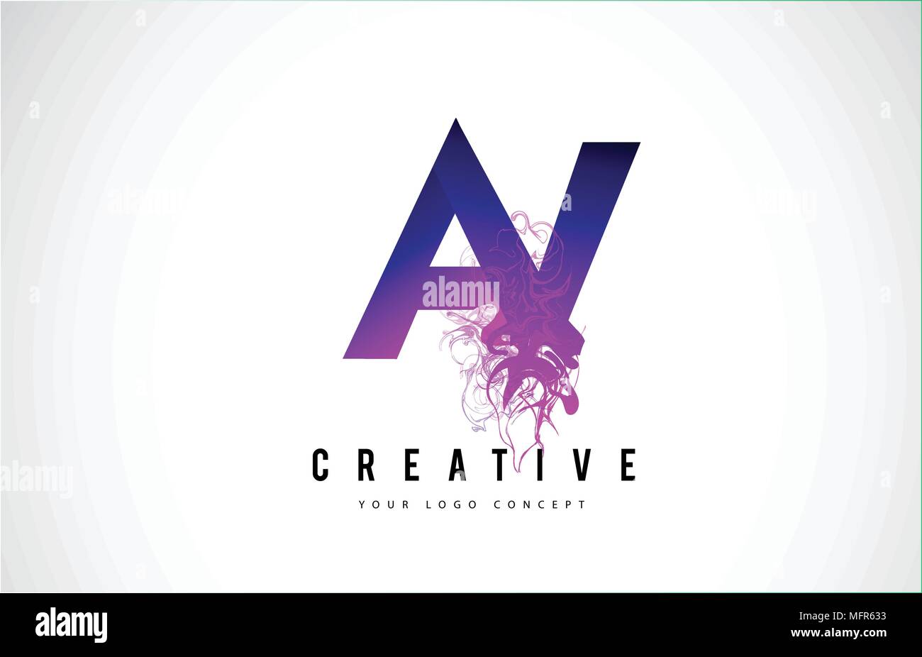 Un AV V Lettre Violet Logo Design créatif avec effet liquide Vector Illustration. Illustration de Vecteur