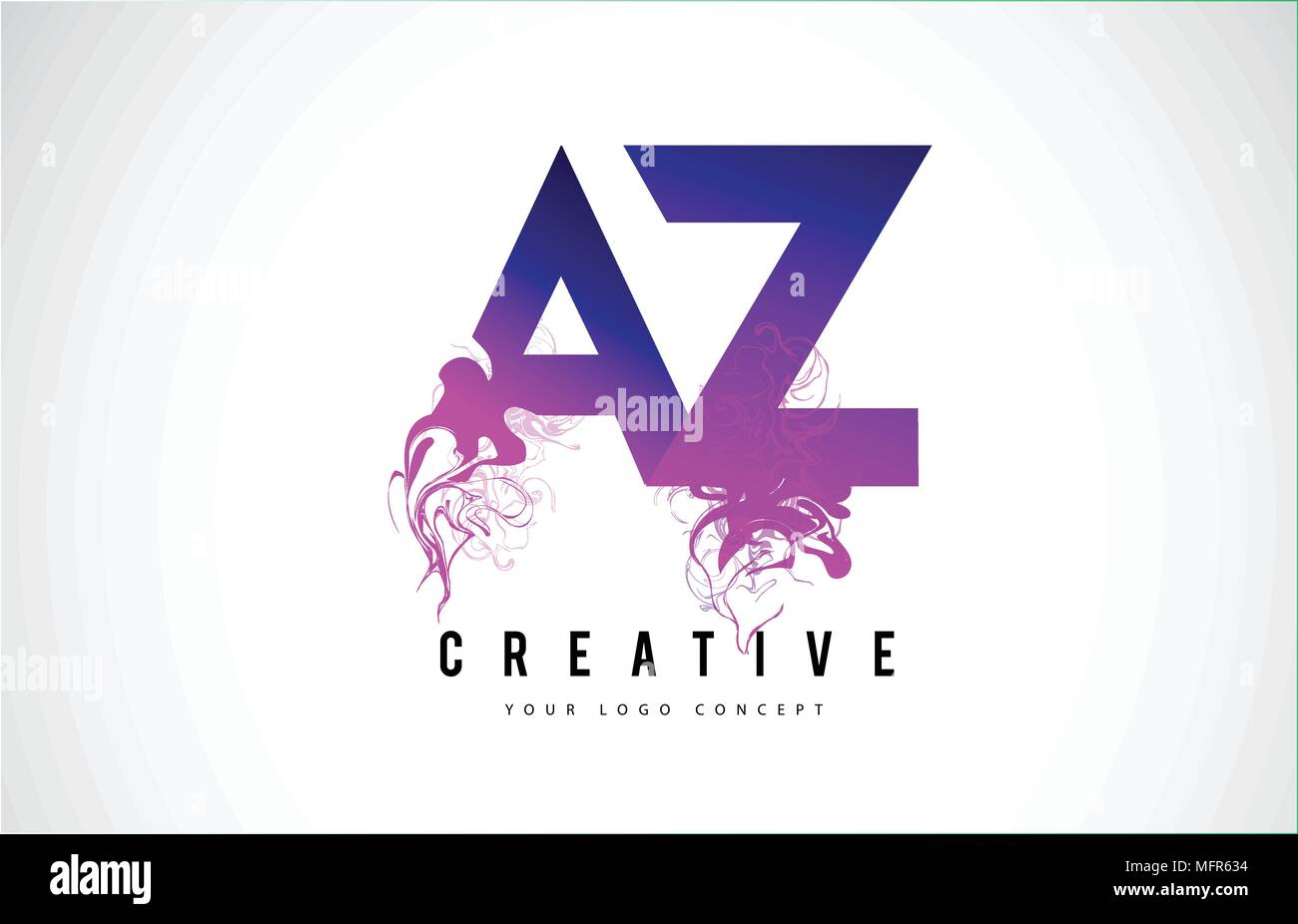 AZ Z UNE LETTRE Violet Logo Design créatif avec effet liquide Vector Illustration. Illustration de Vecteur