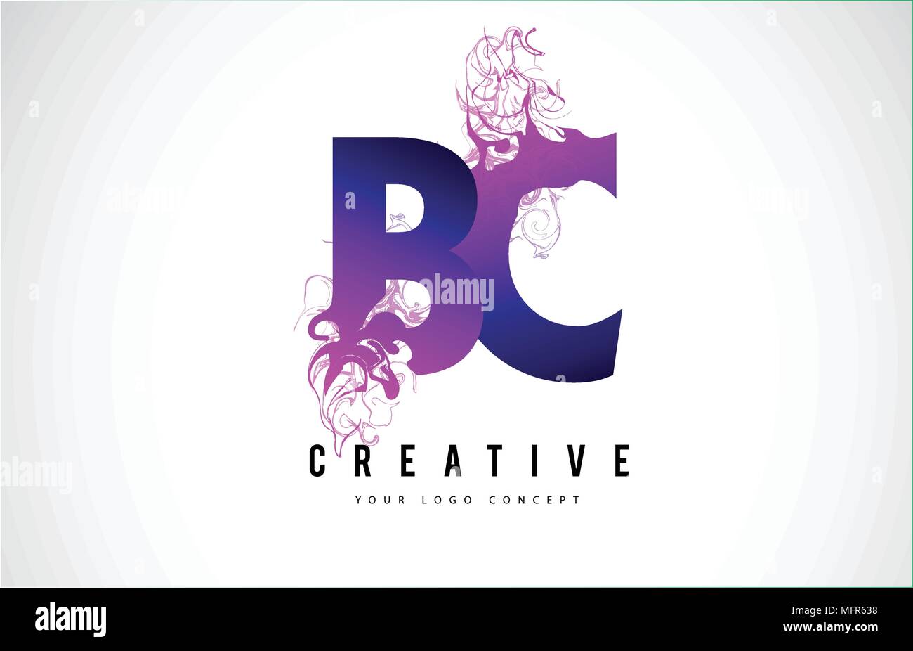 BC B C Purple Lettre Logo Design créatif avec effet liquide Vector Illustration. Illustration de Vecteur