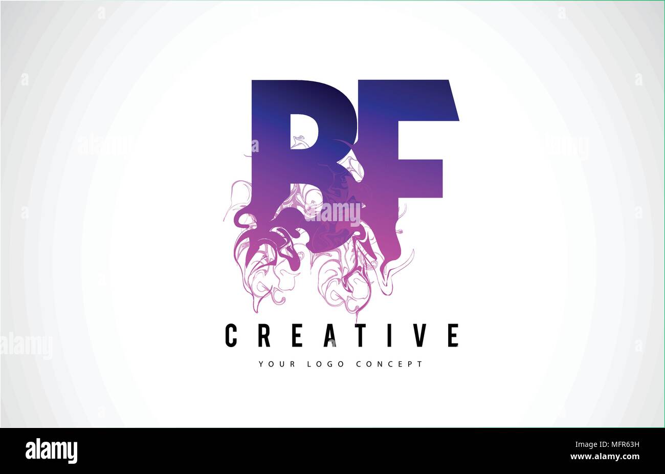 BF B F LETTRE Violet Logo Design créatif avec effet liquide Vector Illustration. Illustration de Vecteur