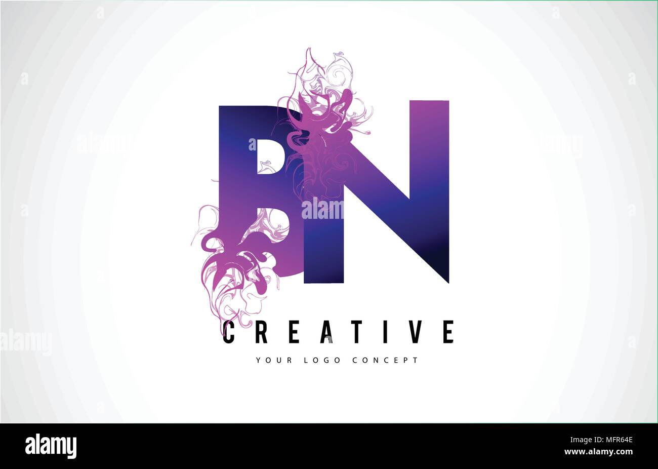 BN B N Purple Lettre Logo Design créatif avec effet liquide Vector Illustration. Illustration de Vecteur