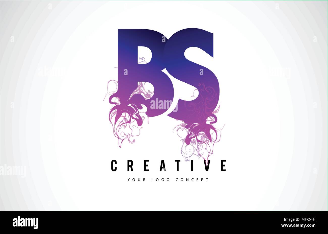 B B S Purple Lettre Logo Design créatif avec effet liquide Vector Illustration. Illustration de Vecteur