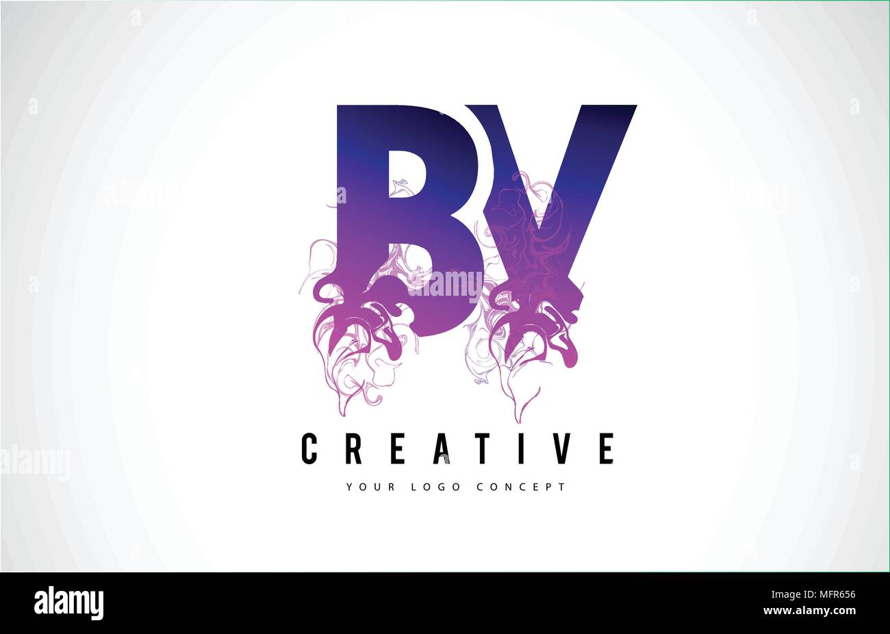 BV B V Lettre Violet Logo Design créatif avec effet liquide Vector Illustration. Illustration de Vecteur