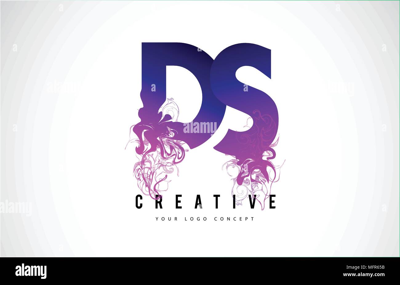 DS D S Purple Lettre Logo Design créatif avec effet liquide Vector Illustration. Illustration de Vecteur